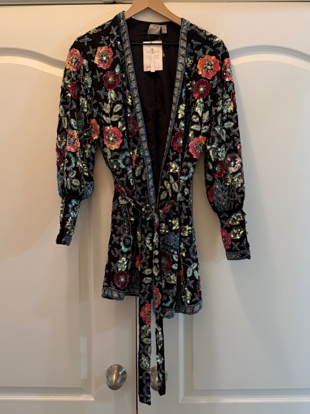 BNWT ASOS black embroidered floral mini dress - Picture 5 of 16